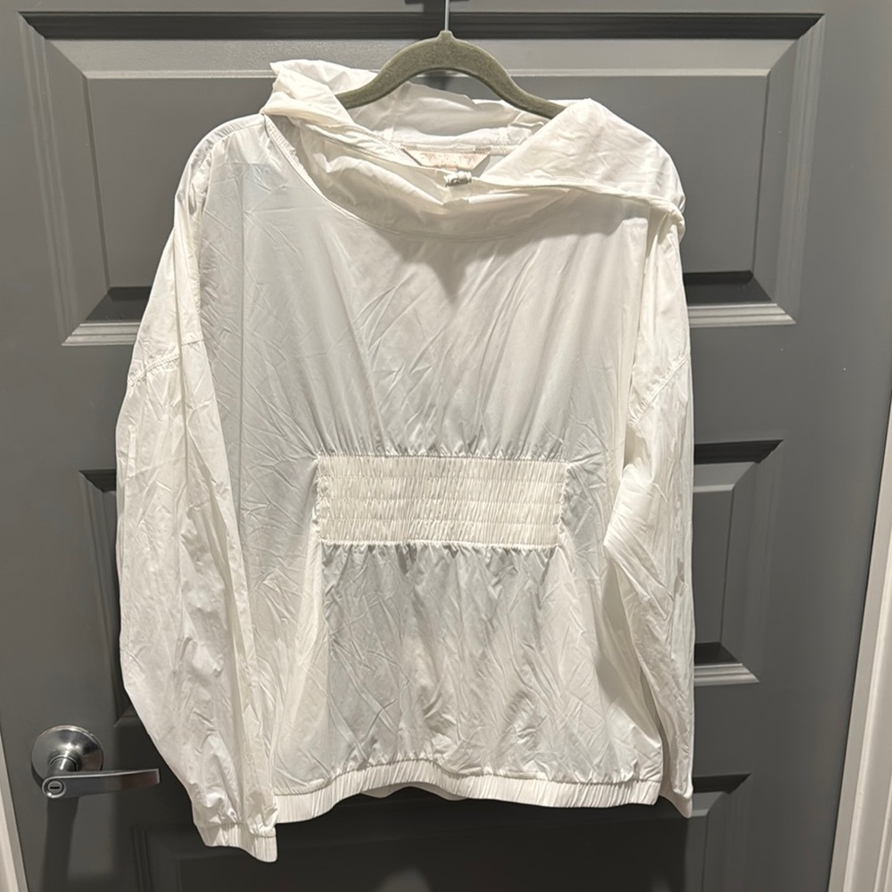 Athleta White Hooded Windbreaker